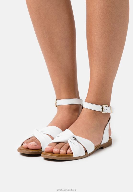 Z62T1293 Women Anna Field Leather Sandals White