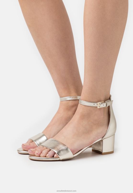 Z62T1301 Women Anna Field Leather Sandals Gold