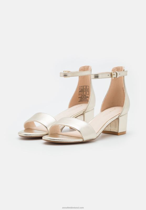 Z62T1301 Women Anna Field Leather Sandals Gold