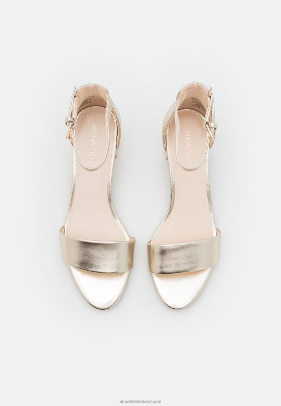 Z62T1301 Women Anna Field Leather Sandals Gold