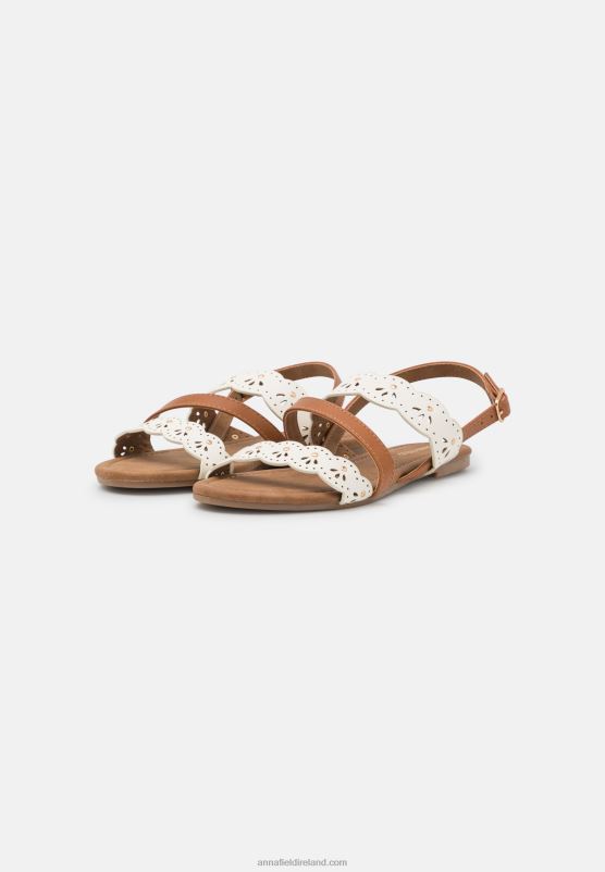 Z62T1308 Women Anna Field Sandals White/Cognac