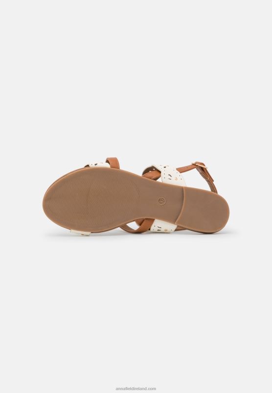 Z62T1308 Women Anna Field Sandals White/Cognac