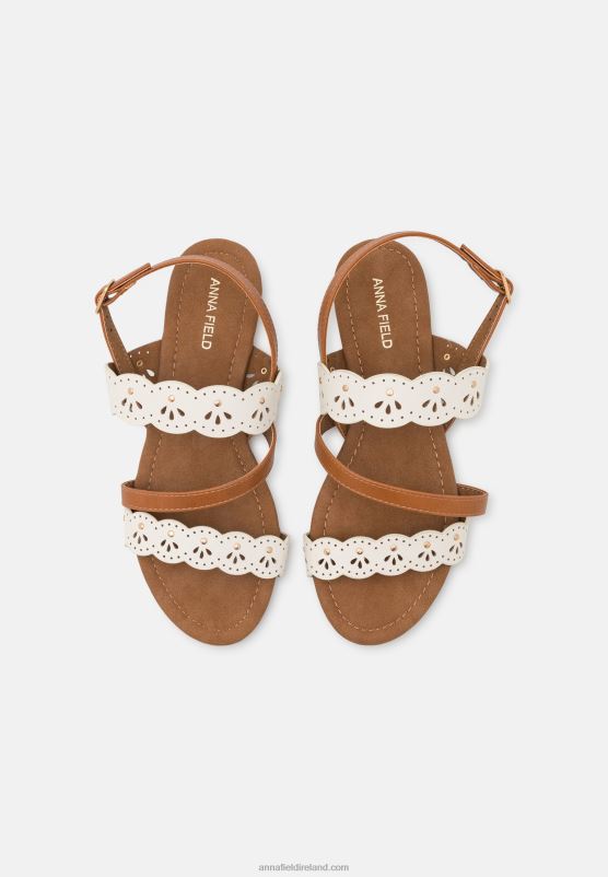 Z62T1308 Women Anna Field Sandals White/Cognac