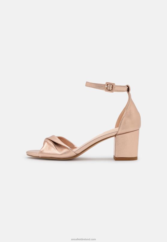 Z62T1310 Women Anna Field Leather Sandals Rose Gold-Coloured