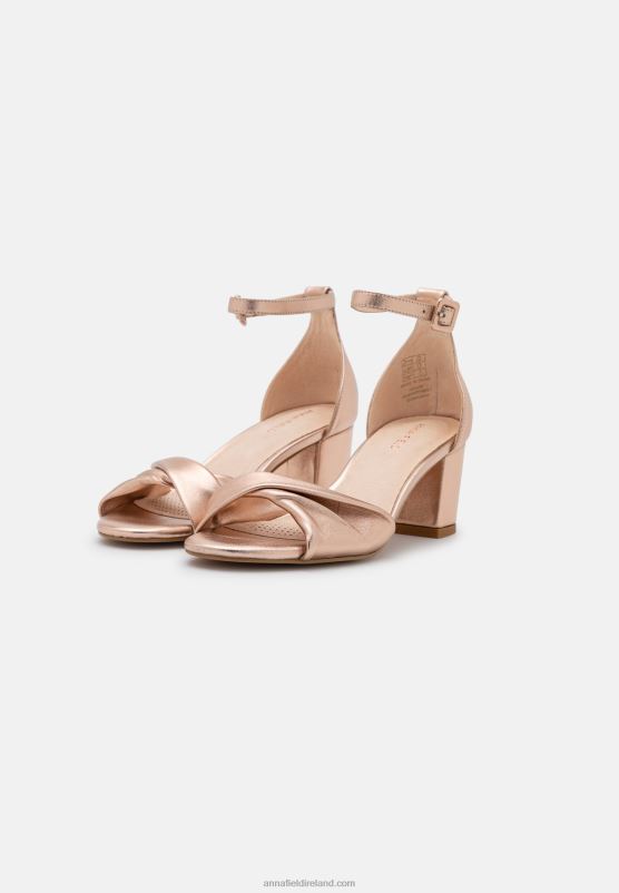 Z62T1310 Women Anna Field Leather Sandals Rose Gold-Coloured