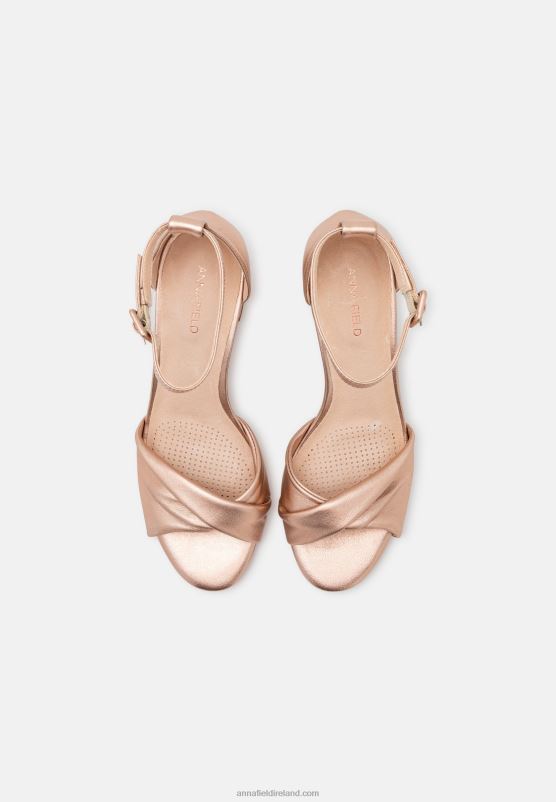 Z62T1310 Women Anna Field Leather Sandals Rose Gold-Coloured