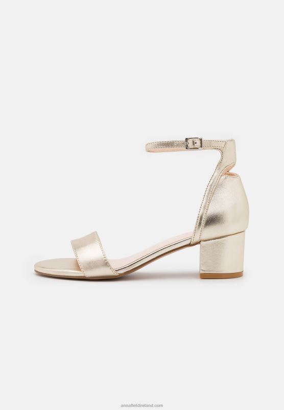 Z62T1318 Women Anna Field Leather Sandals Gold