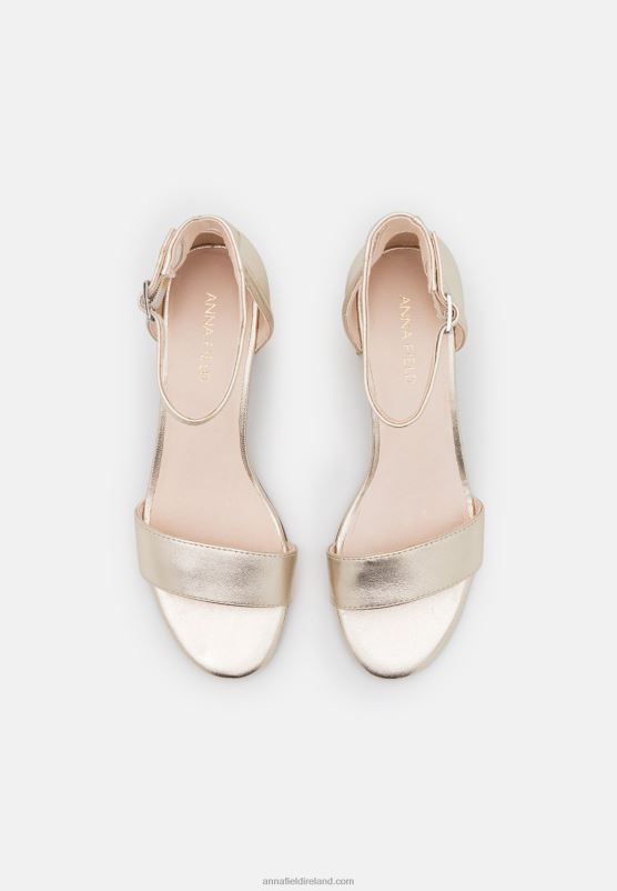 Z62T1318 Women Anna Field Leather Sandals Gold