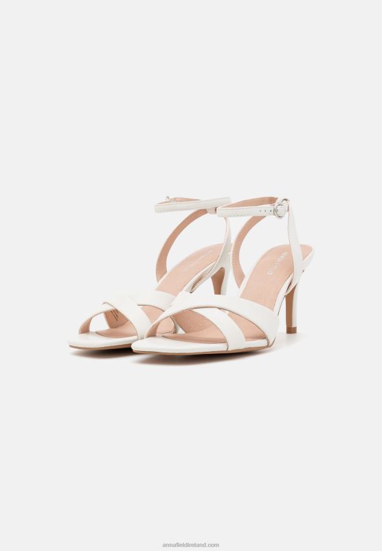 Z62T1323 Women Anna Field Leather Sandals Off-White