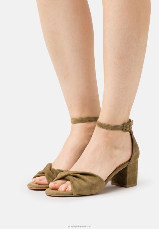 Z62T1332 Women Anna Field Leather Sandals Khaki