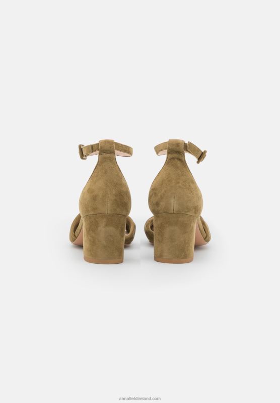 Z62T1332 Women Anna Field Leather Sandals Khaki