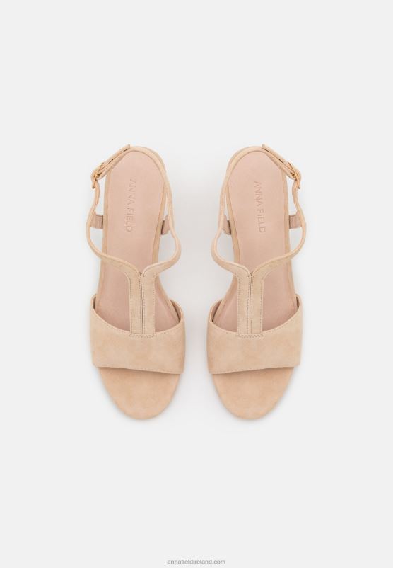 Z62T1335 Women Anna Field Leather Sandals Beige
