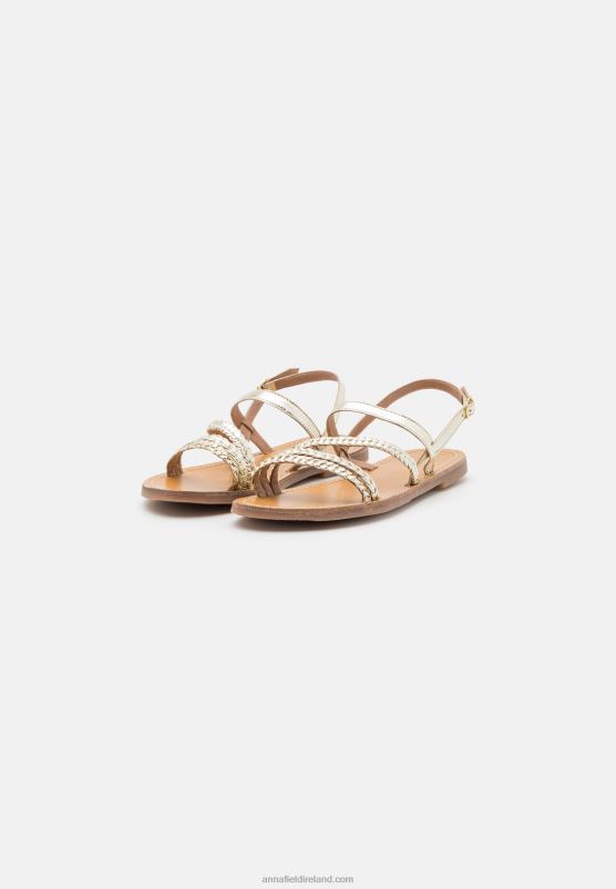 Z62T1337 Women Anna Field Leather Sandals Gold