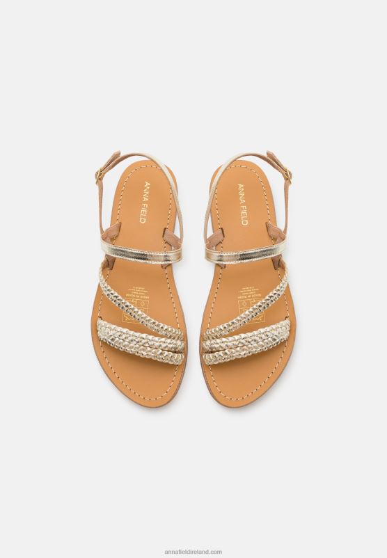 Z62T1337 Women Anna Field Leather Sandals Gold