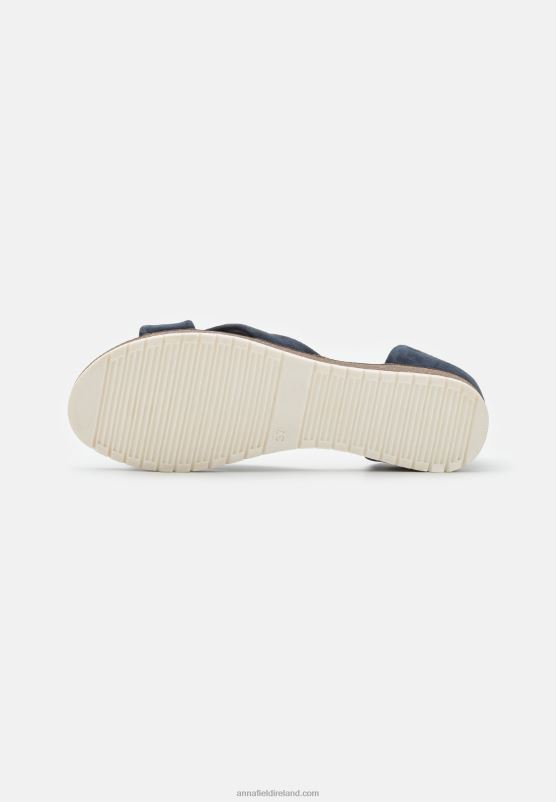 Z62T1340 Women Anna Field Leather Sandals Dark Blue