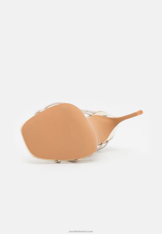 Z62T1354 Women Anna Field Leather High Heeled Sandals Gold