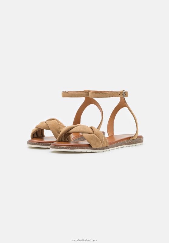 Z62T1357 Women Anna Field Leather Sandals Beige