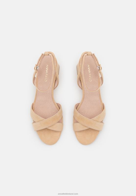 Z62T1359 Women Anna Field Leather Sandals Beige