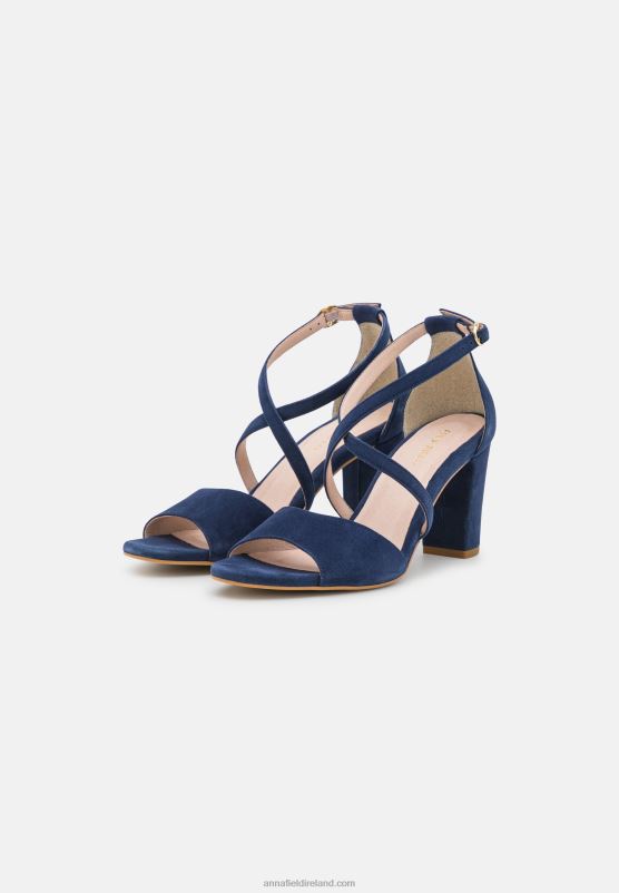 Z62T1370 Women Anna Field Leather High Heeled Sandals Dark Blue