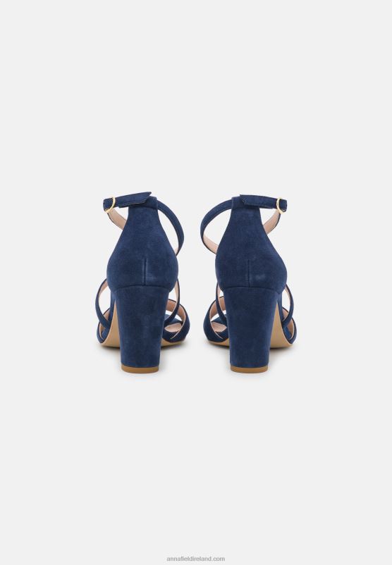 Z62T1370 Women Anna Field Leather High Heeled Sandals Dark Blue