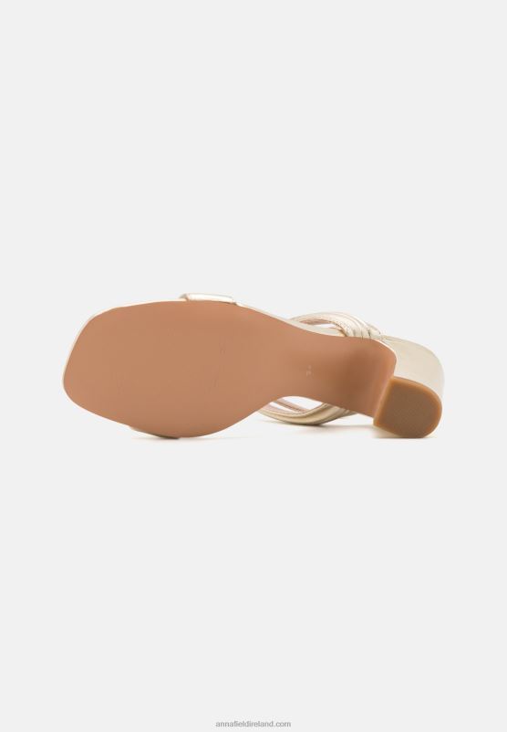 Z62T1372 Women Anna Field Leather High Heeled Sandals Gold-Coloured