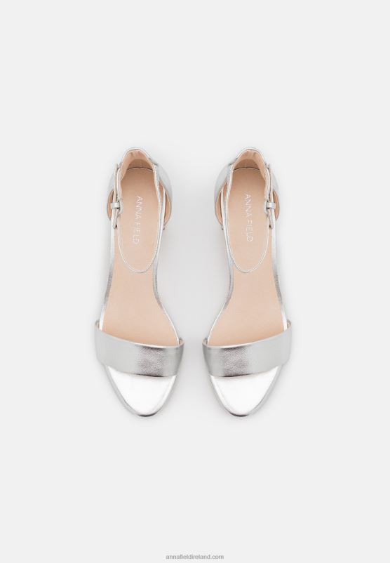 Z62T1381 Women Anna Field Leather Sandals Silver