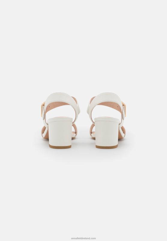 Z62T1383 Women Anna Field Leather Sandals White