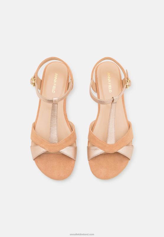 Z62T1385 Women Anna Field Leather Sandals Beige