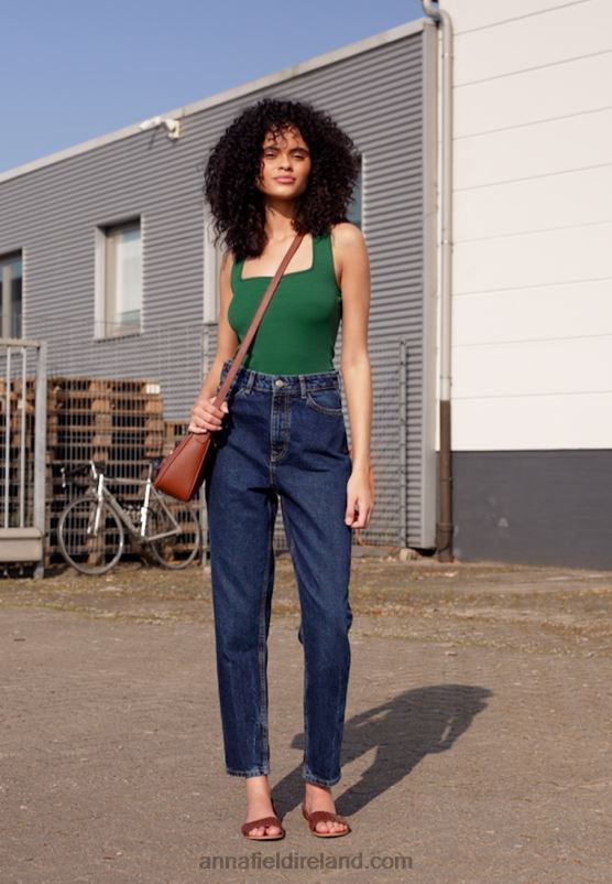 Z62T1389 Women Anna Field Leather Sandals Cognac