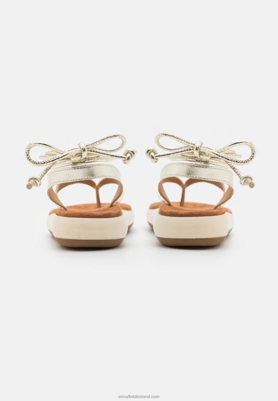 Z62T1390 Women Anna Field Leather Sandals Gold