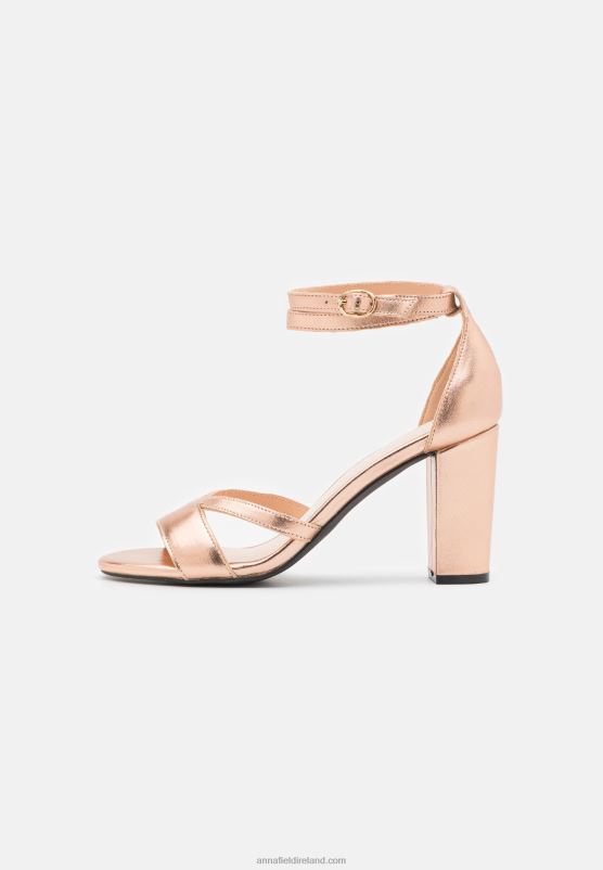 Z62T1392 Women Anna Field Leather Sandals Rose Gold Coloured