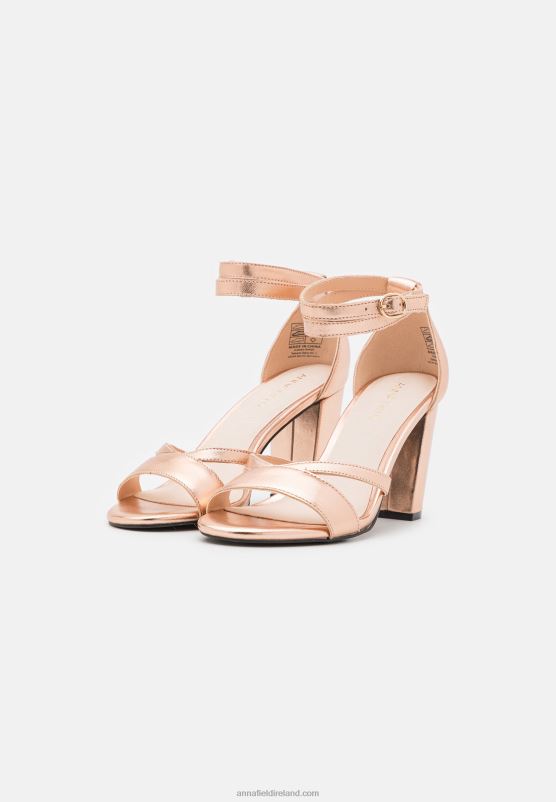Z62T1392 Women Anna Field Leather Sandals Rose Gold Coloured