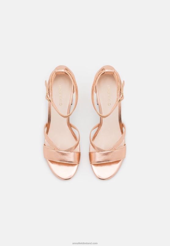 Z62T1392 Women Anna Field Leather Sandals Rose Gold Coloured