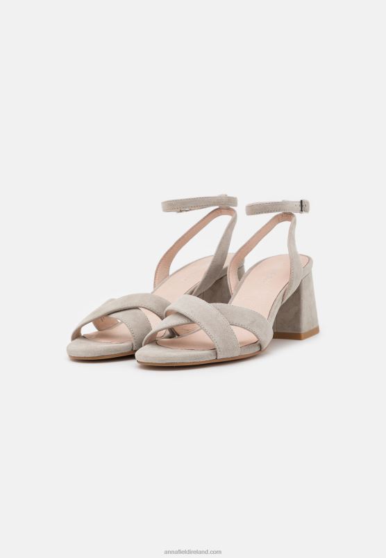 Z62T1393 Women Anna Field Leather Sandals Grey