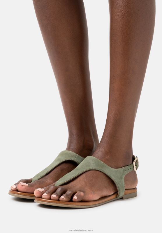 Z62T1399 Women Anna Field Leather Sandals Khaki