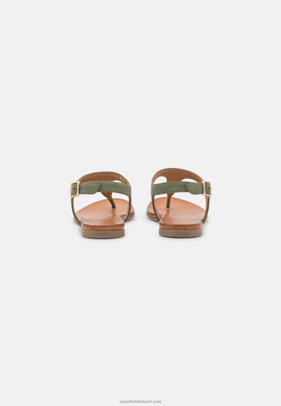 Z62T1399 Women Anna Field Leather Sandals Khaki