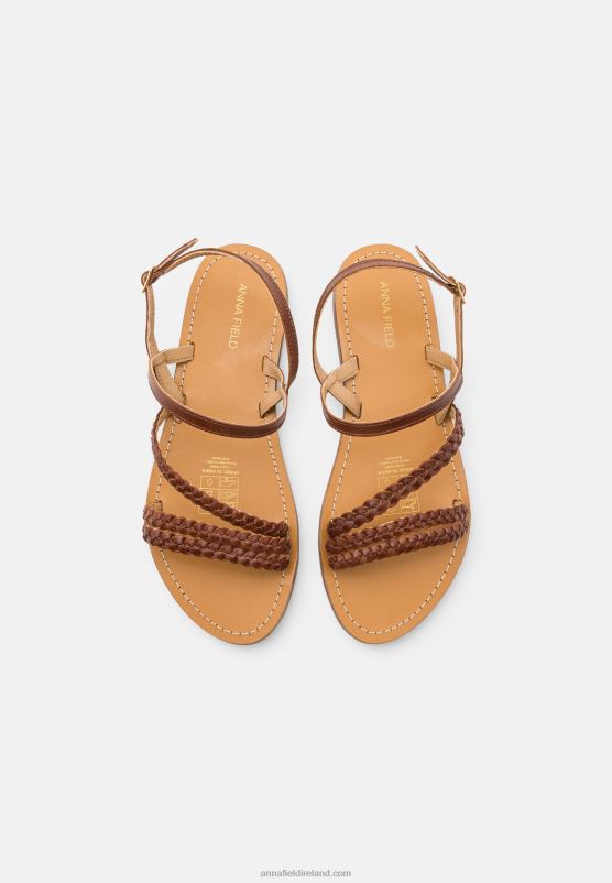 Z62T1401 Women Anna Field Leather Sandals Brown