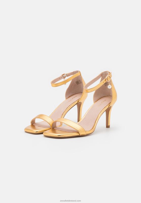 Z62T1409 Women Anna Field Leather Sandals Gold