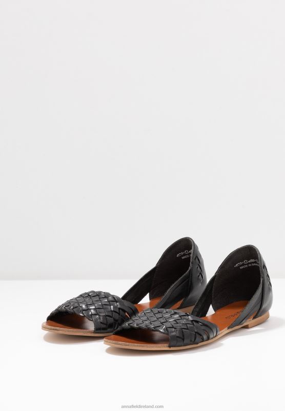Z62T1420 Women Anna Field Leather Sandals Black