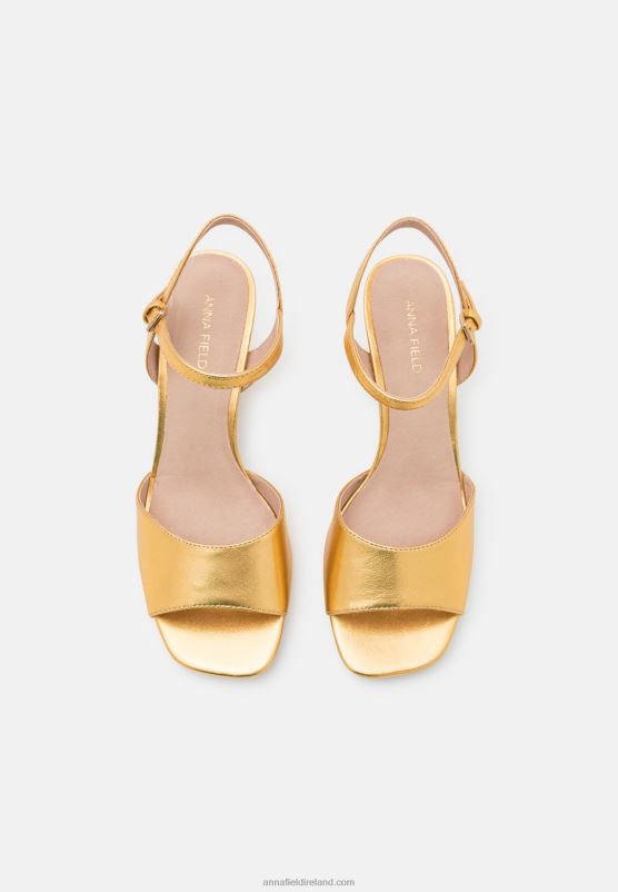Z62T1423 Women Anna Field Leather Sandals Gold