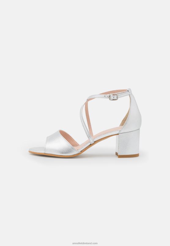 Z62T1427 Women Anna Field Leather Sandals Silver