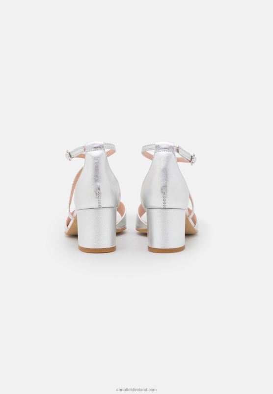 Z62T1427 Women Anna Field Leather Sandals Silver