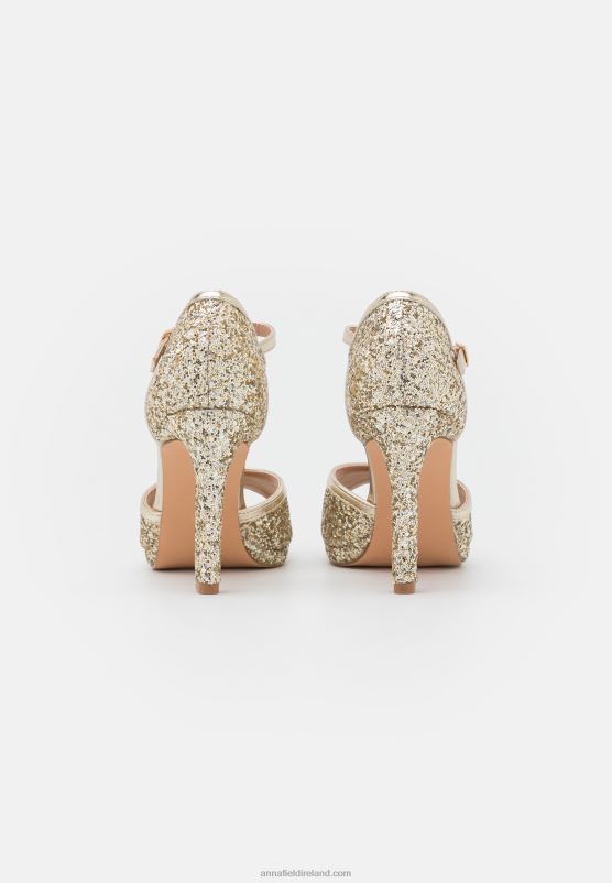 Z62T1442 Women Anna Field High Heeled Sandals Gold