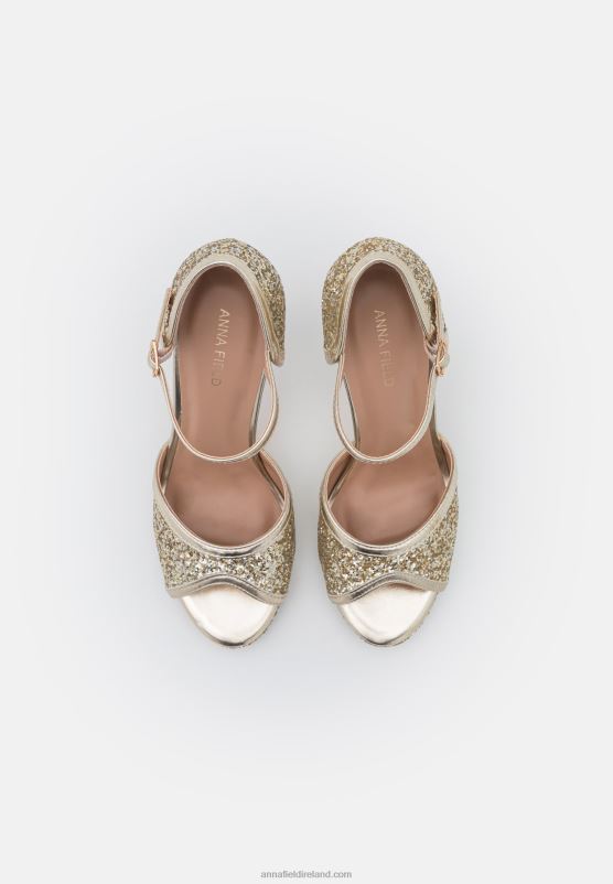 Z62T1442 Women Anna Field High Heeled Sandals Gold