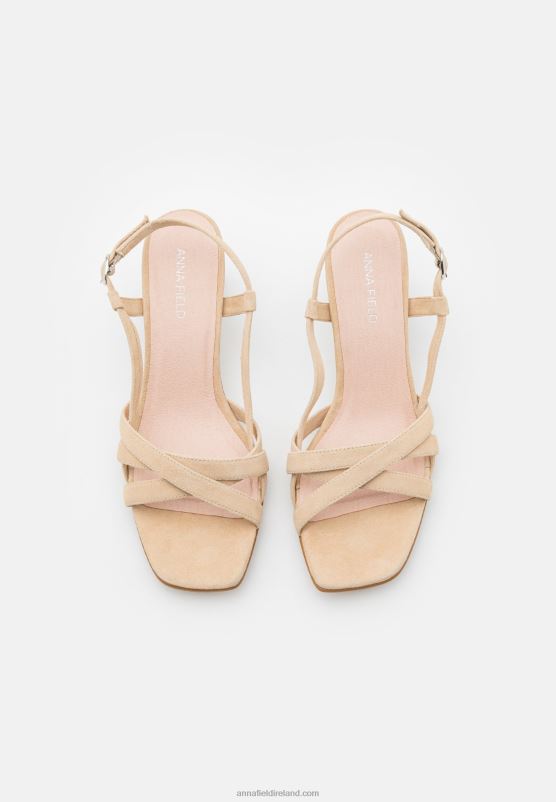Z62T1446 Women Anna Field Leather Sandals Beige