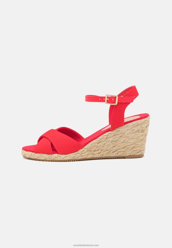 Z62T1468 Women Anna Field Wedge Sandals Red