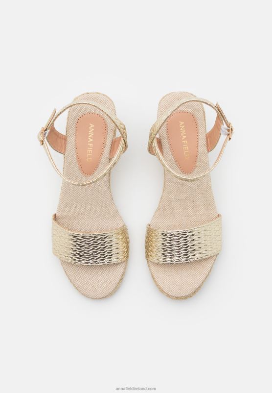 Z62T1475 Women Anna Field Wedge Sandals Gold