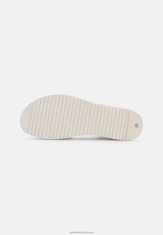 Z62T1485 Women Anna Field Leather Wedge Sandals Beige