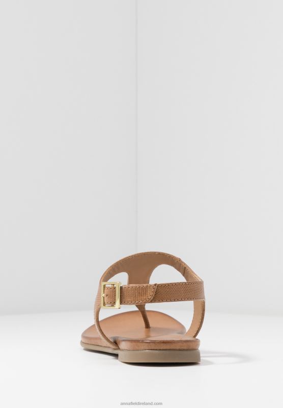 Z62T1495 Women Anna Field Leather T-Bar Sandals Cognac