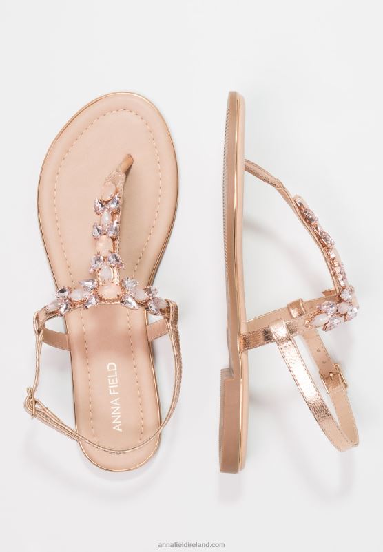 Z62T1497 Women Anna Field T-Bar Sandals Rose Gold